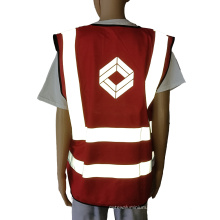 Red Export Standard  105Gsm Knitted Polyester Reflective Strap Safety Vest With Symbol